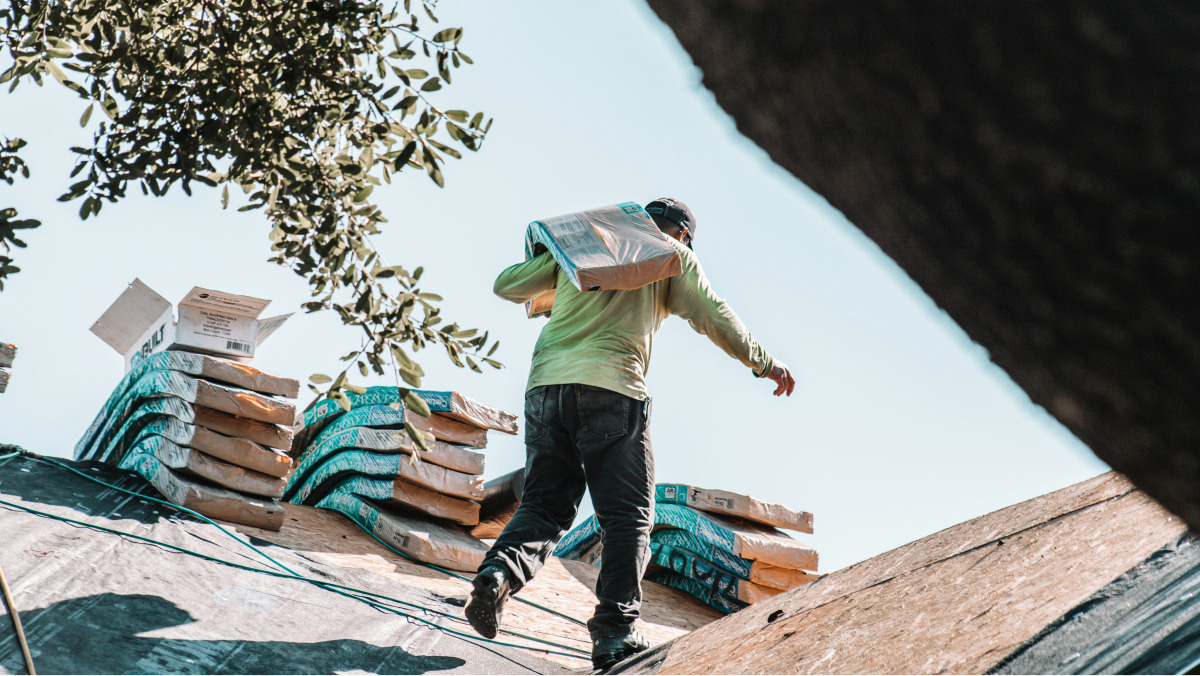 professional roofer working